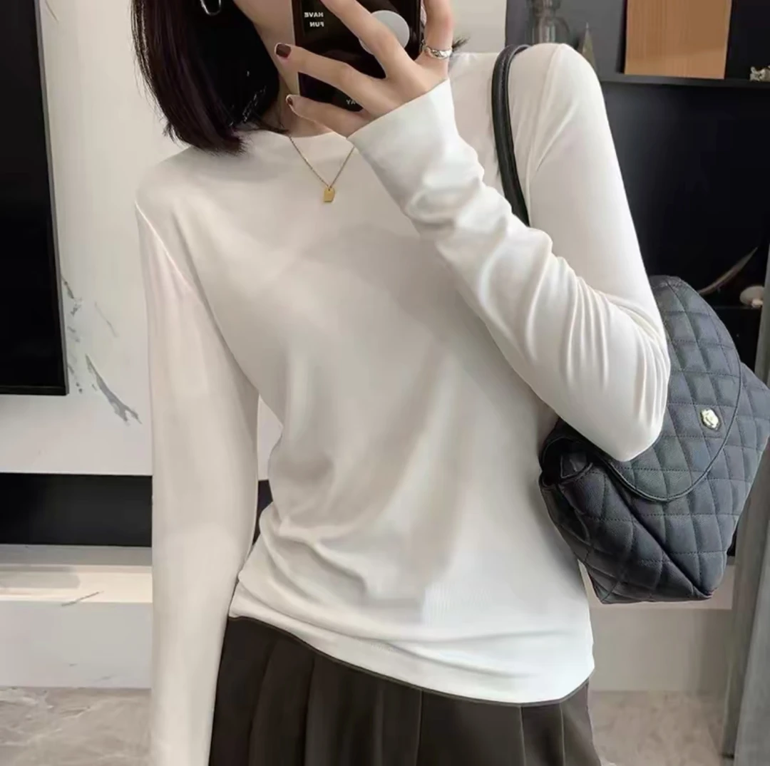 【爆款推荐】2025半高领显瘦内搭打底衫显身材洋气修身内搭长袖