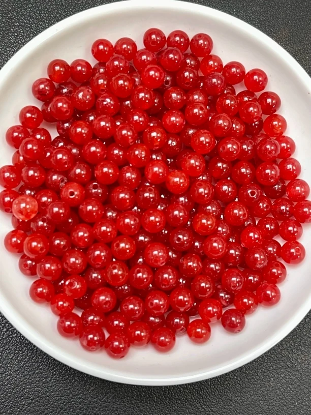 天然珠宝玉石 南红柿子红散珠Y2234  6MM  50颗（赠弹力绳）