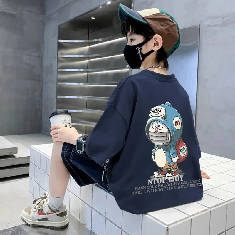 男童短袖纯棉t恤夏季新款宽松帅气卡通中大童半袖儿童潮