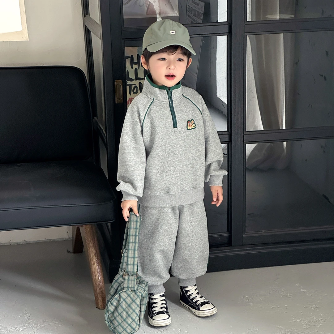 男童运动套装2025秋季新款中大童儿童半拉链卫衣长裤子两件套5703