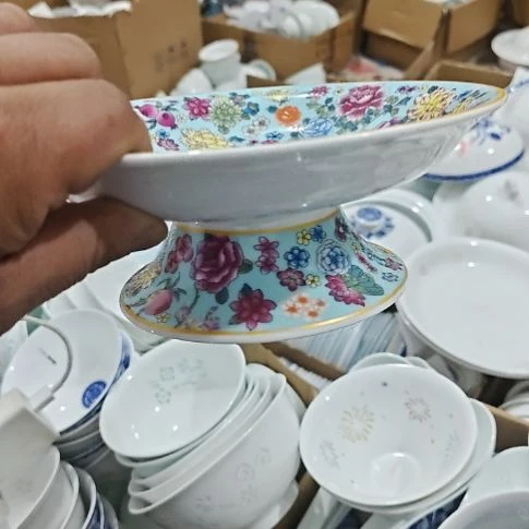瓷珐琅彩水果盘8寸2个一级品