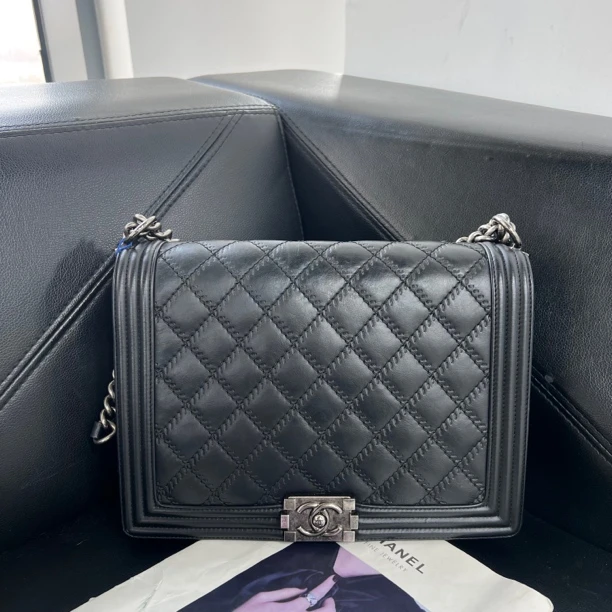 95新 Chanel/香奈儿 捐金沉珠/大号leboy黑色经典