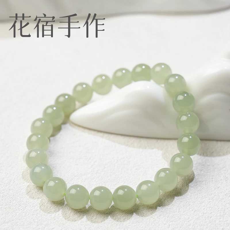 天然和田玉手串卡8mm深晴水圆珠男女同款百搭手链【所见即所得】