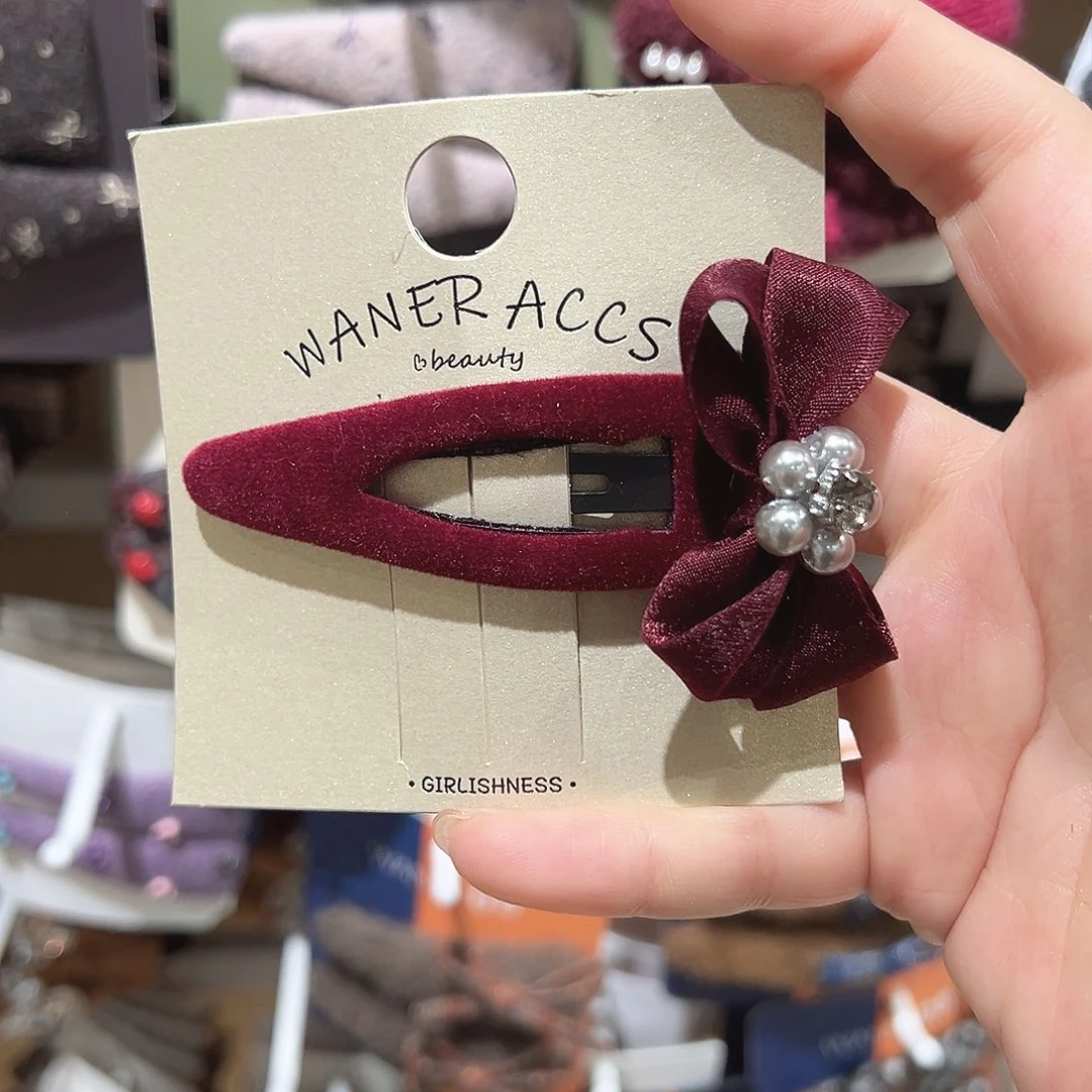 皮质铁合金红色蝴蝶结掰掰夹