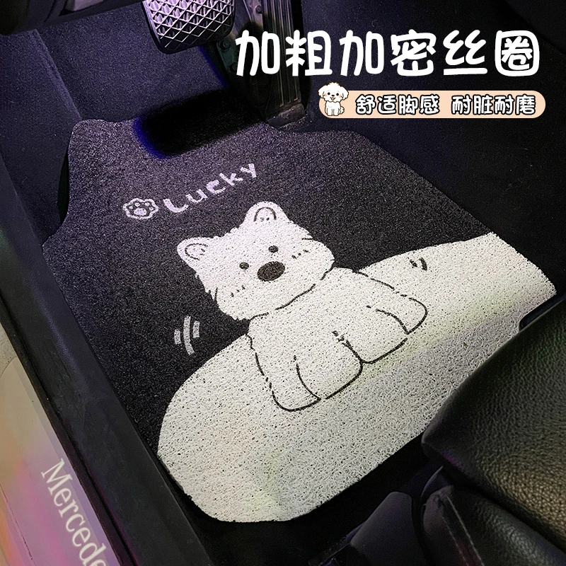 汽车脚垫丝圈主副驾驶通用地毯可爱女生地垫车内防滑防脏保护车垫