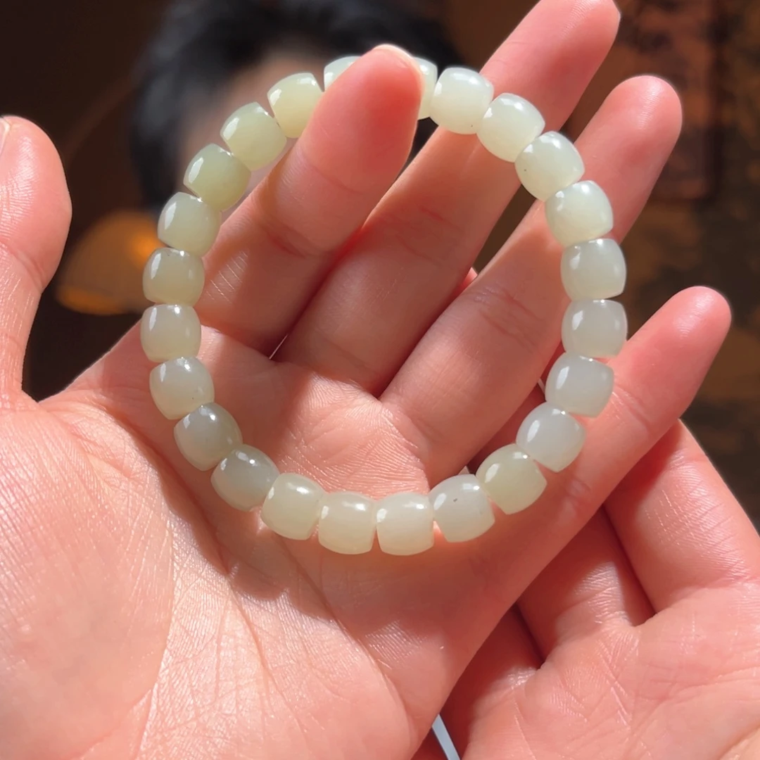 未镶嵌手串和田玉新疆且末蓝带糖9mm直切99