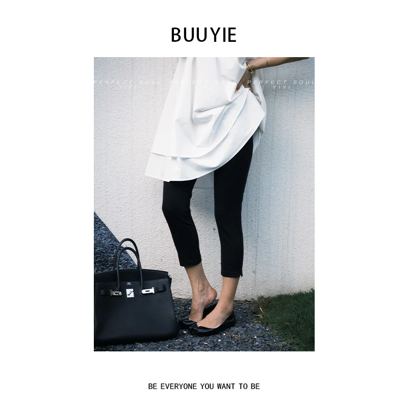 BUUYIE 25SS【飒岚】小众设计新款百搭修身显瘦六分裤 250521