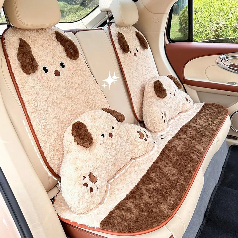 冬季汽车坐垫毛绒可爱卡通座垫保暖加厚座椅套新款SUV防滑座套女