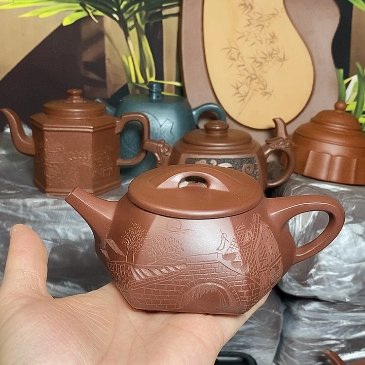 茶壶紫砂六方石瓢344566677889