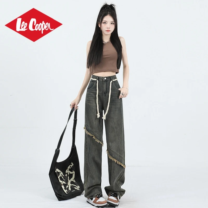 LEE COOPER2025秋季新款毛边做旧复古牛仔裤潮流百搭休闲长裤阔脚