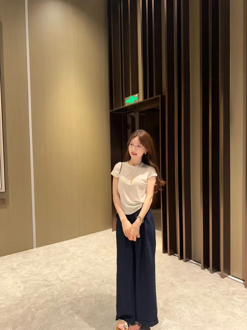 【李金贤】韩系高腰长裤显瘦百搭休闲夏宽松直筒阔腿裤80528