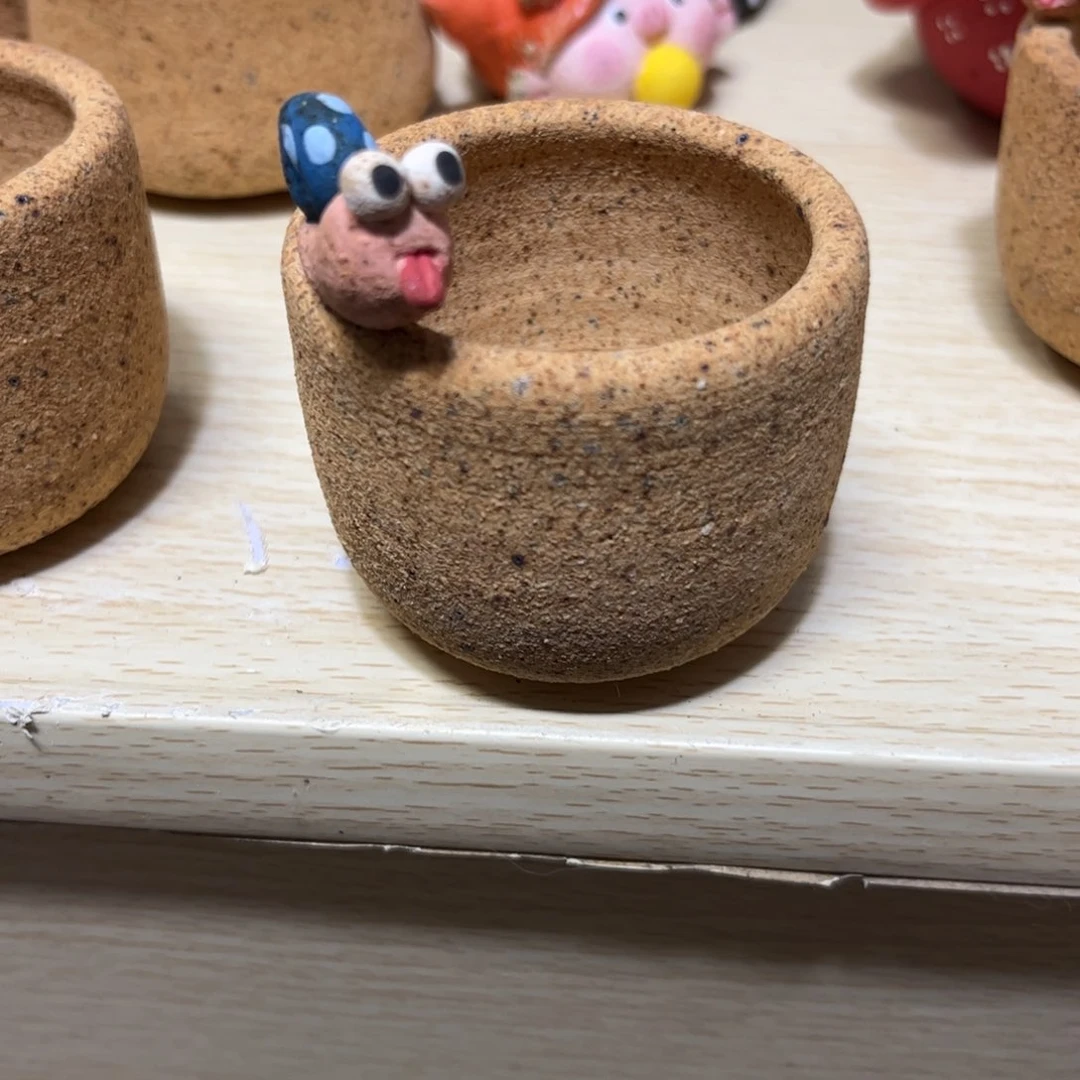 泥塑古镇炻陶花盆