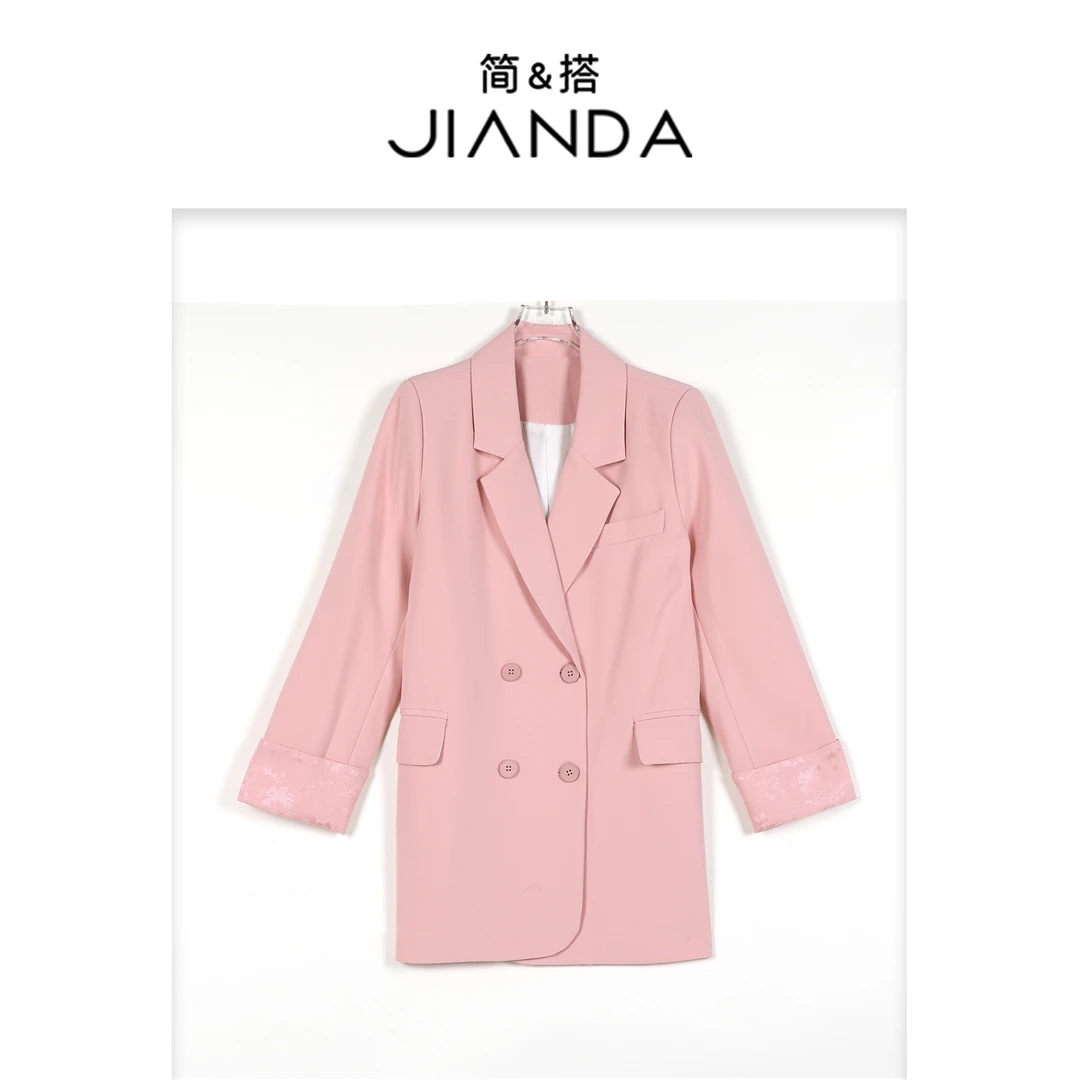 简&搭【千屿Sheila】设计师轻奢女国风盘扣拼色西装251-XZ/0314-121