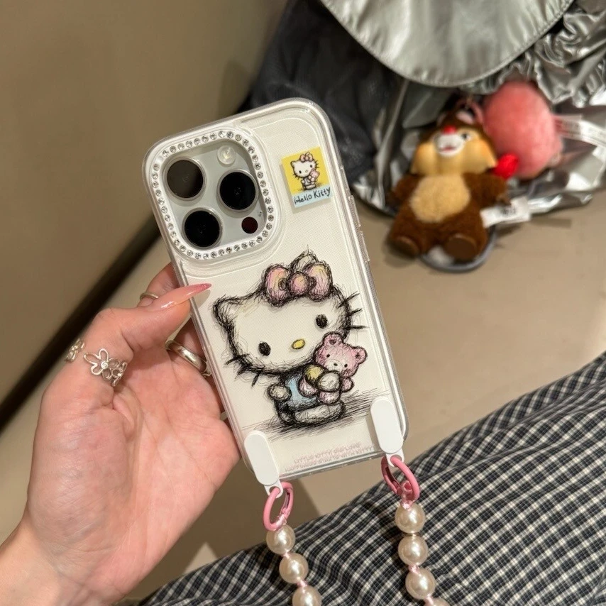 可爱气垫手绘猫咪适用苹果16promax手机壳苹果15pro挂件14/13