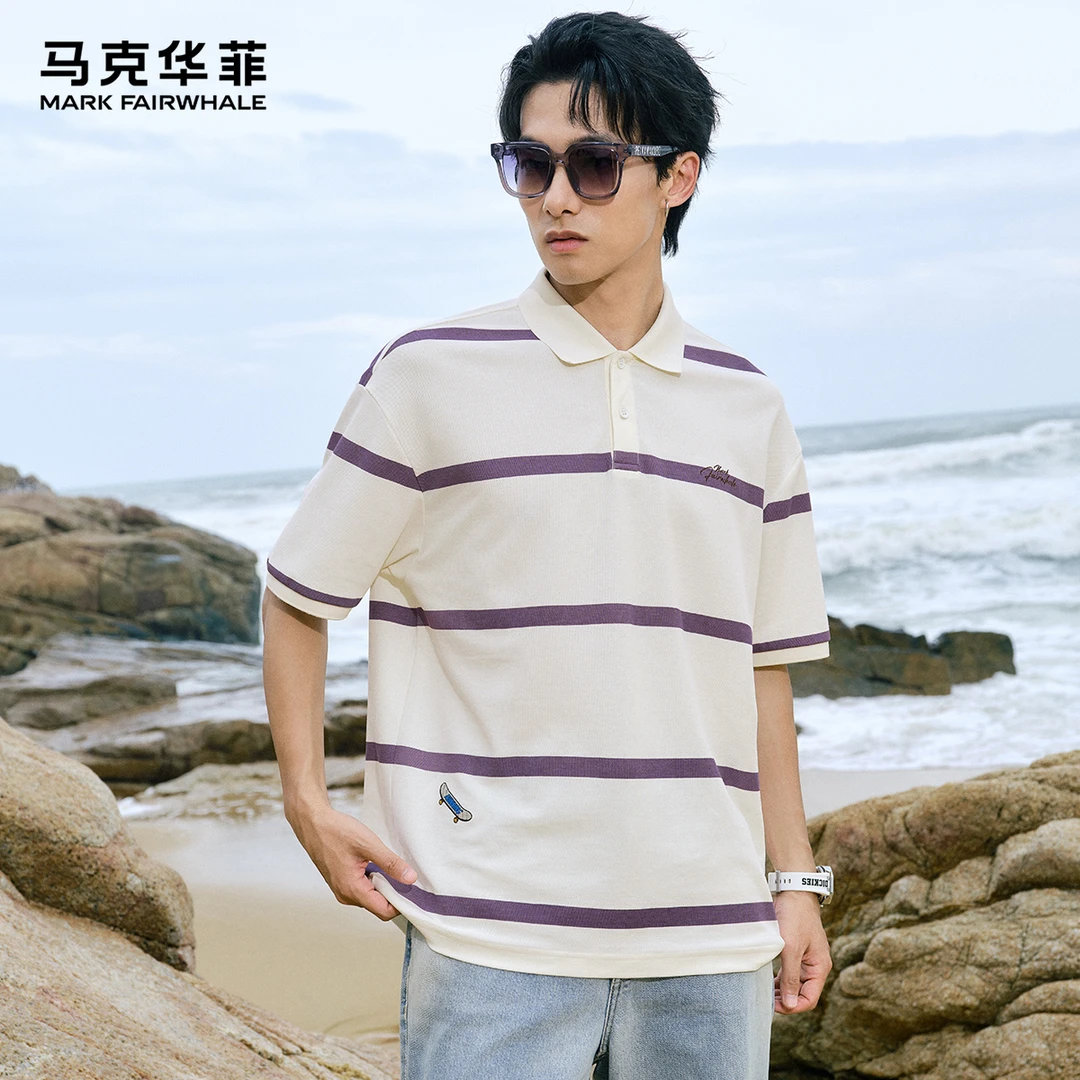 【7A抑菌+防螨凉感】马克华菲短袖POLO衫男25夏季透气学院风条纹