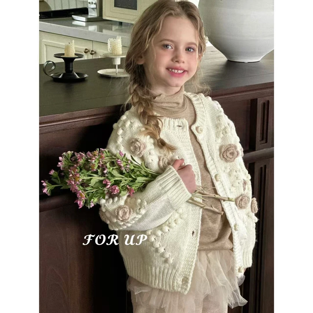 [FOR UP]法式冬季新款琳希手工花朵毛衣244-FU-58803奶油米
