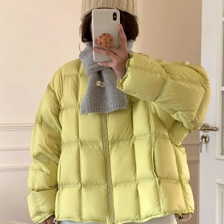 短款韩系棉服女2025新款时尚甜美圆领方格宽松保暖面包服