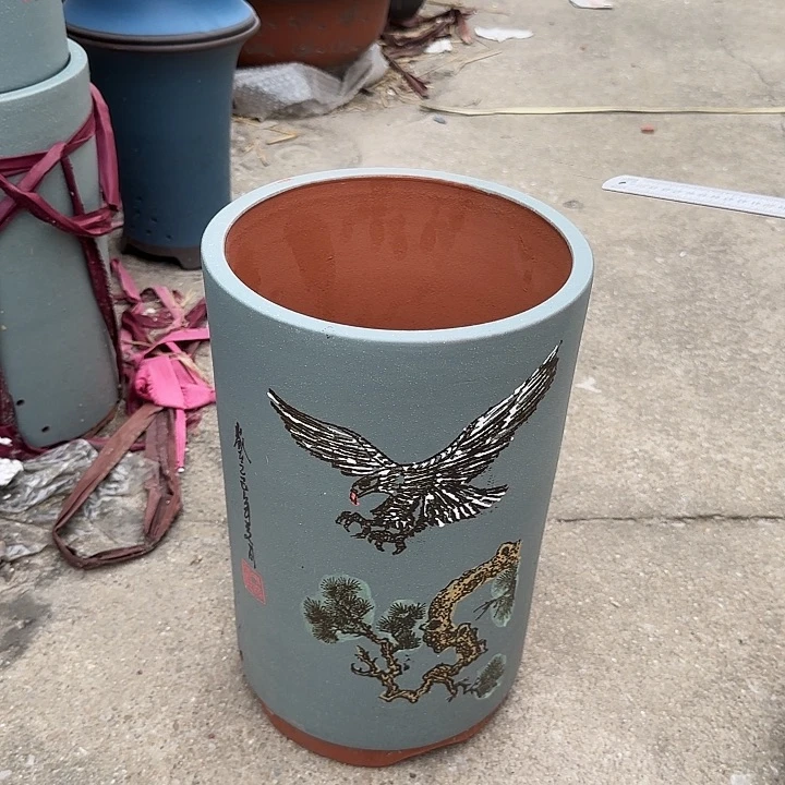 蓝老鹰笔筒大花盆花盆