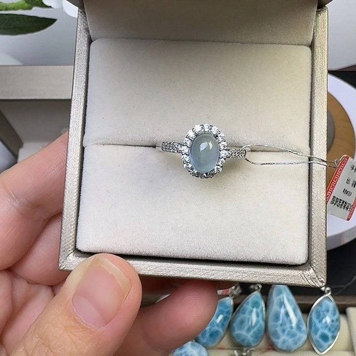 戒指银S925镶嵌烟晶