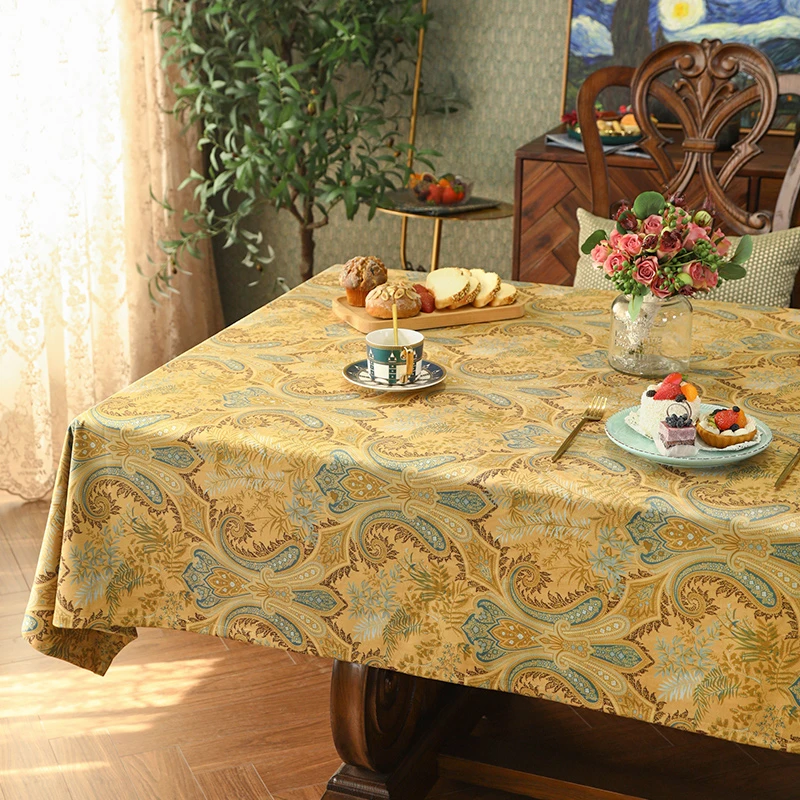 新款餐桌布家用圆桌茶几布美式复古轻奢华现代定制