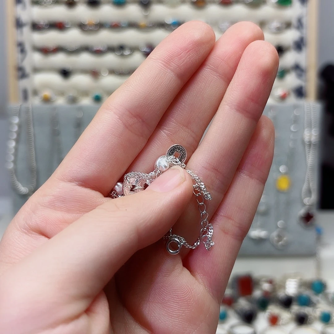 无925银925银五蒂项链