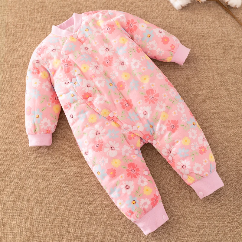 宝宝连体衣加厚棉衣婴儿纯棉花加厚外出衣服新生儿保暖哈衣秋冬季