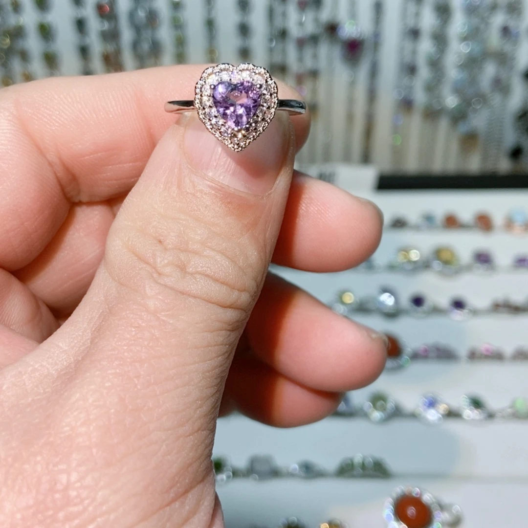 绿水晶戒指银S925镶嵌