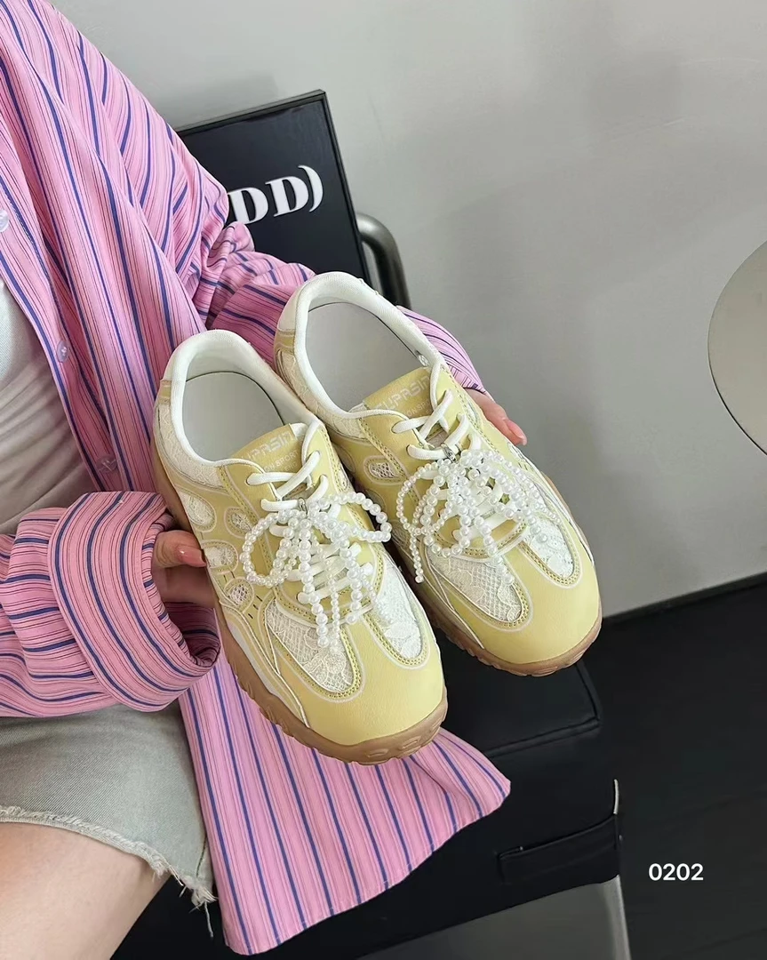 0202圆头日常系带修面皮休闲板鞋低帮老爹鞋鞋子小众