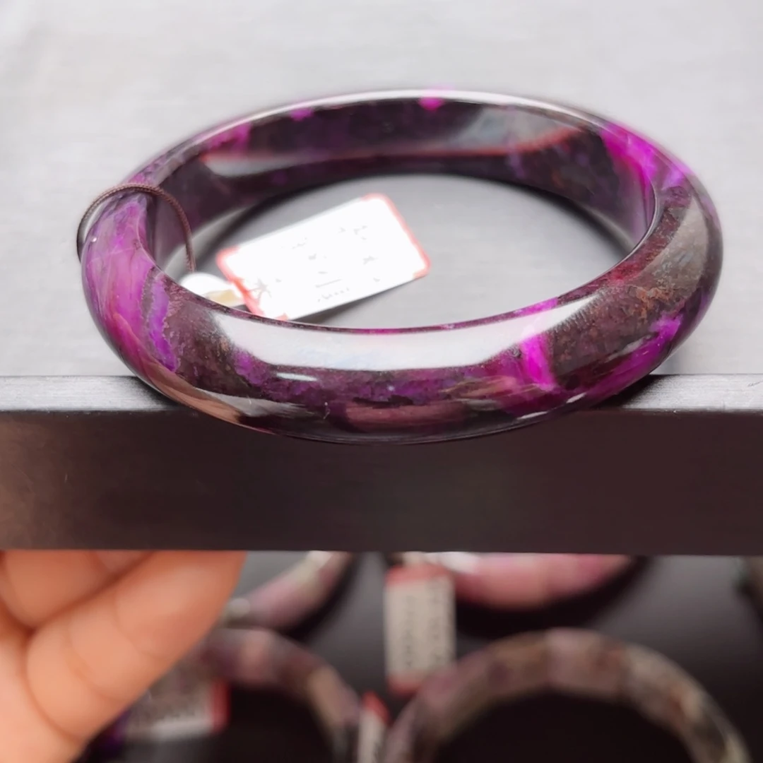 苏纪石（舒俱来）未镶嵌笔刷老桃红手镯