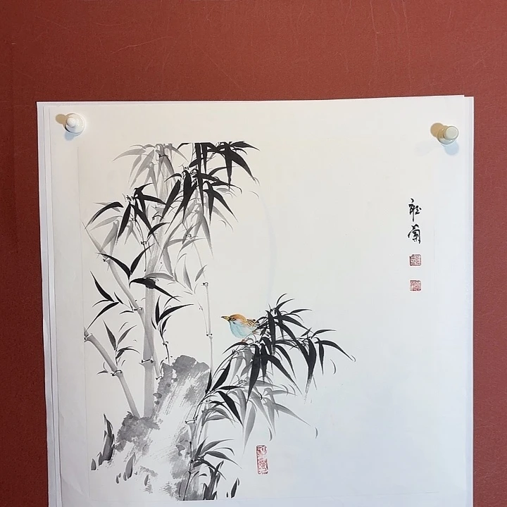 国画听兰老师花鸟