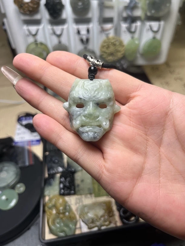 天然岫玉般若面具