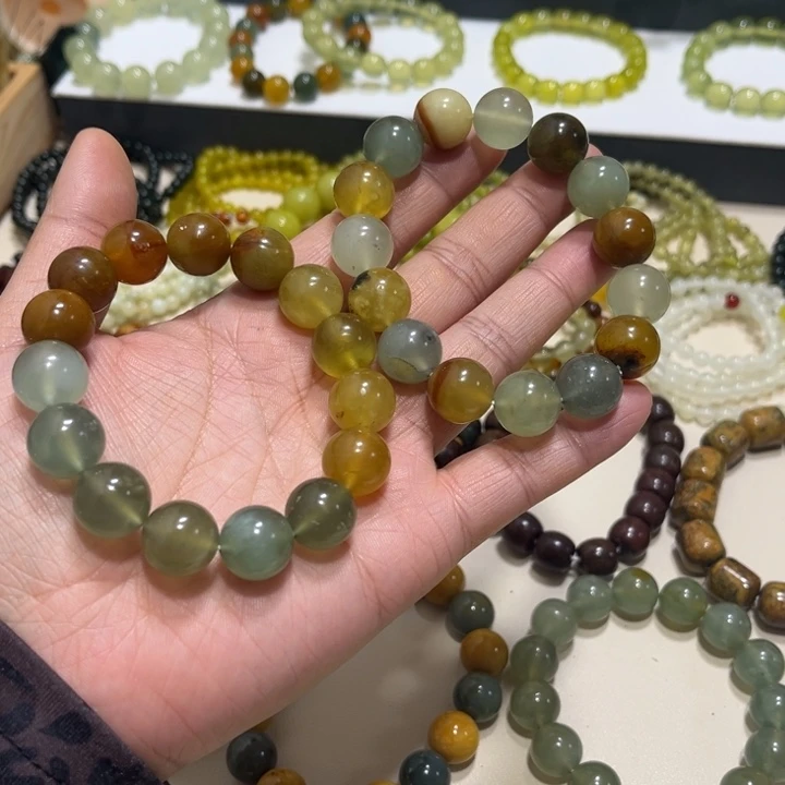 蛇纹石玉未镶嵌手链卡14微瑕