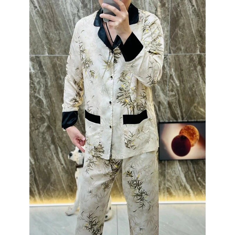 【1539】可外穿丝滑舒适家居服睡衣套装男士时尚休闲轻薄透气