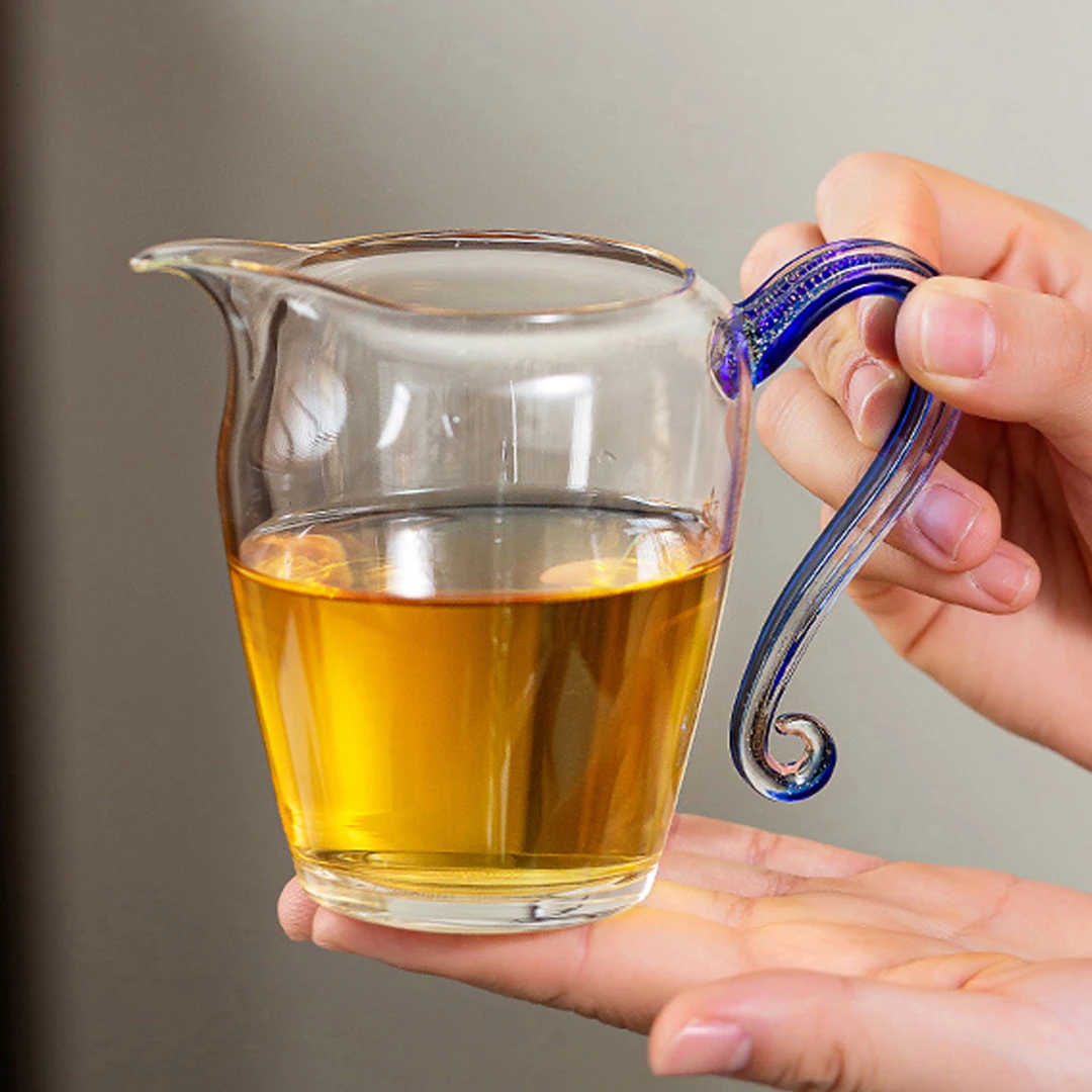 漫佳 晶彩公道杯 炫彩茶海分茶器 高档手工吹制耐热玻璃杯 ≈300ml