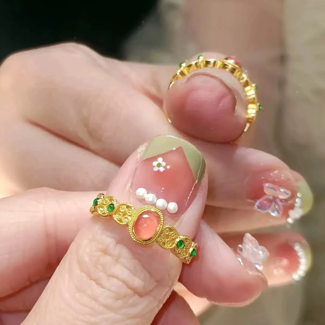 铜合金戒指 中式宫廷风花丝风华晓芙蓉小宫雀戒指镂空精美不掉色