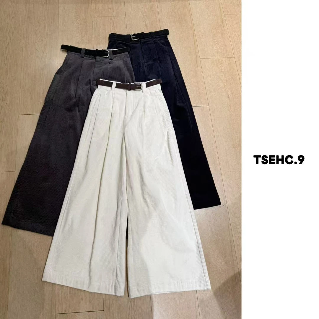 TSEHC.9秋冬韩系ins时尚百搭灯芯绒显瘦直筒阔腿休闲裤024143