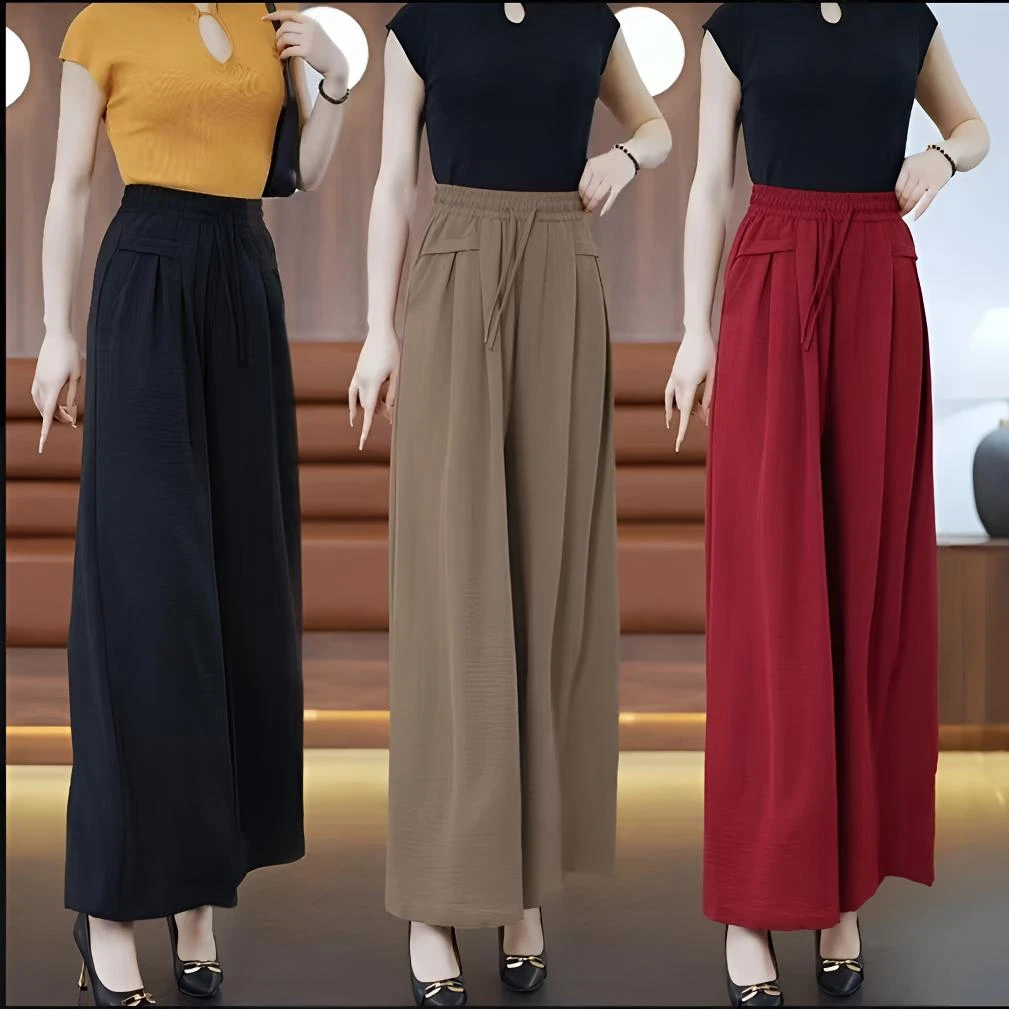 新款春夏裙裤女高腰垂坠感阔腿裤法式减龄直筒裤子宽松休闲裤女裤