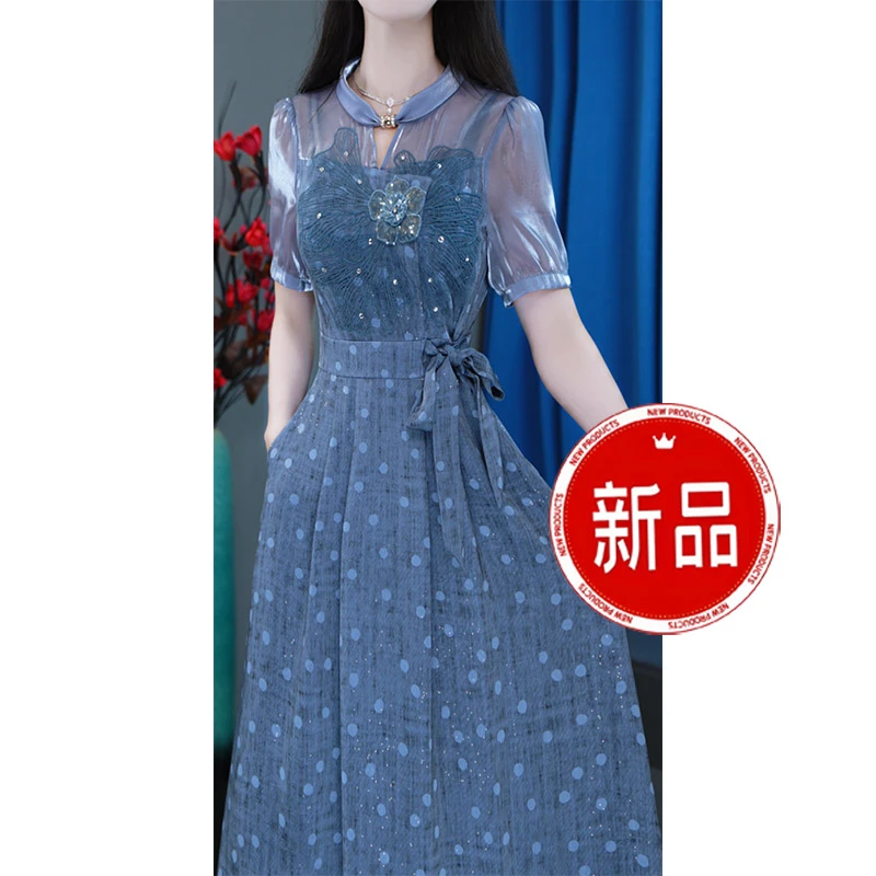 优雅时尚气质收腰复古夏季显瘦修身连衣裙