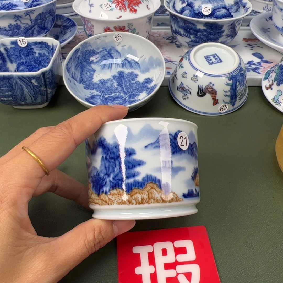 陶瓷景德镇纯手工纯手绘茶具木木21开片