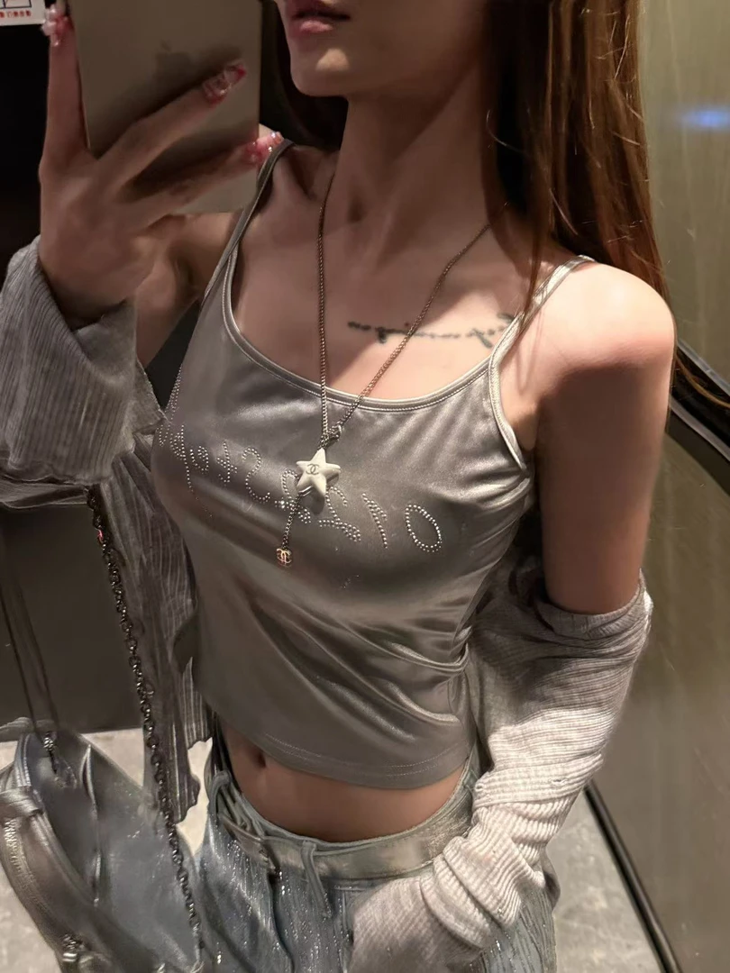 可可不加酱【夜星河】百搭通勤短款修吊带背心25B2T1309