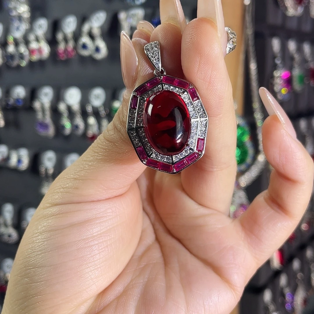 红宝石银S925镶嵌颈饰