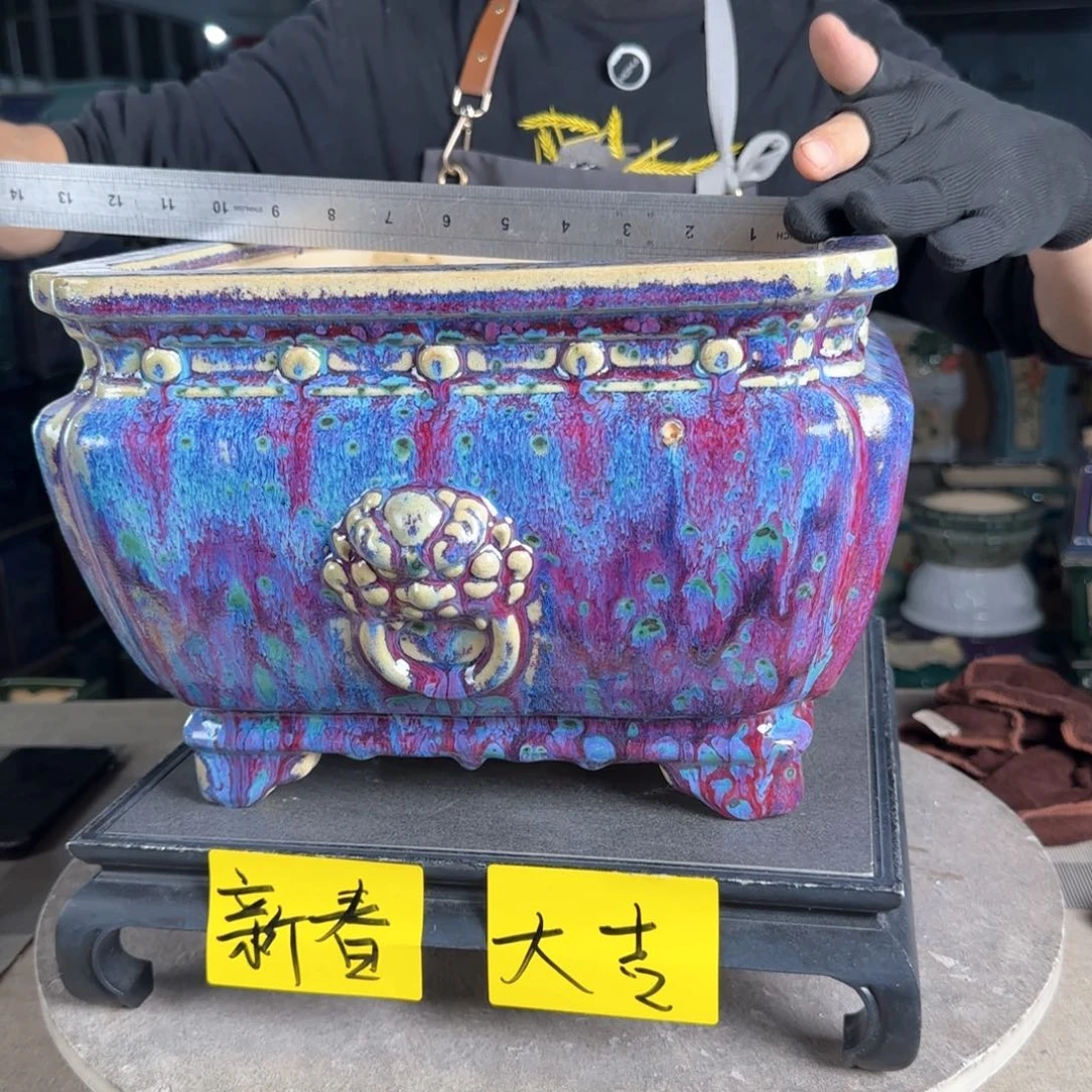 一风堂石湾花盆。盆口变形高温裂