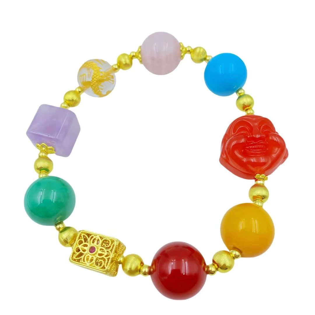 高档珠宝DIY国风佛头多宝手串S1155