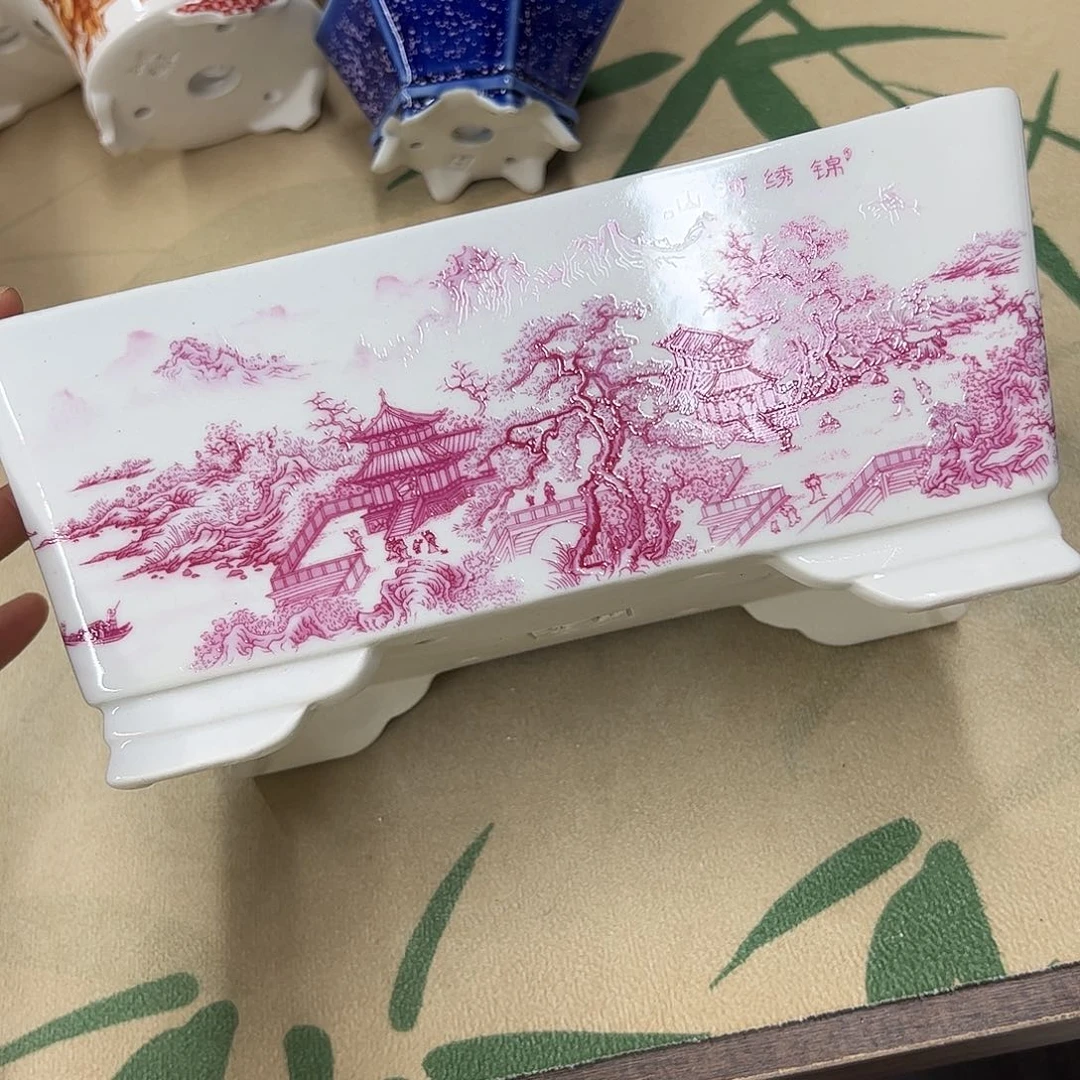 紫砂花盆848号瑕疵边不直小裂纹处理介意勿拍