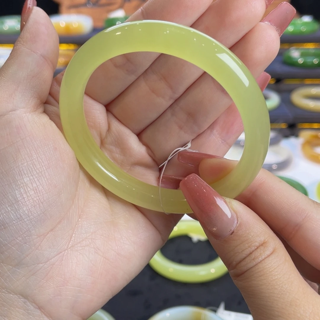 未镶嵌手镯和田玉高冰黄口手镯5758