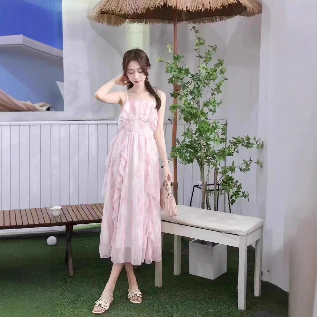 【南部新兴旺】C87308夏季时尚公主气质法式收腰仙女裙