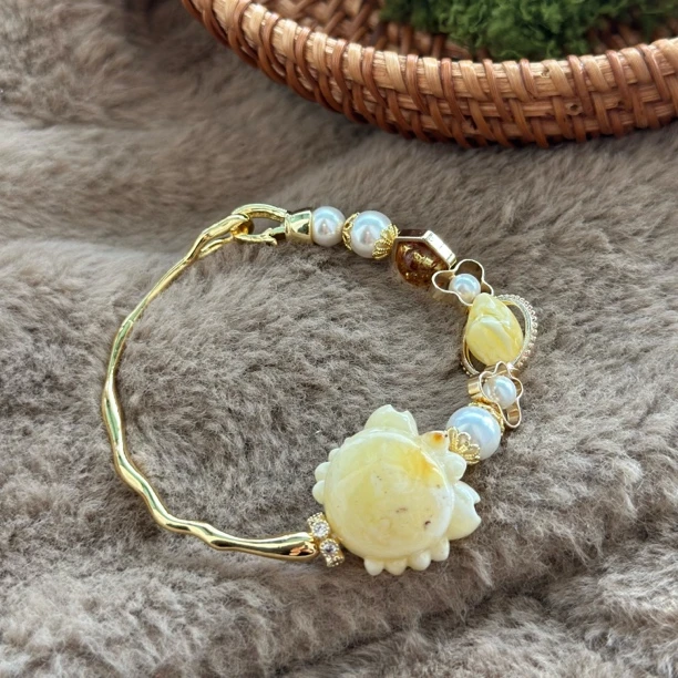 吉月蜜蜡八方来财巨蟹座星星半镯