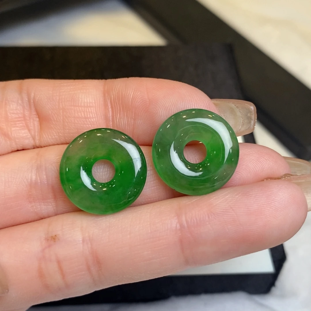 翡翠耳饰未镶嵌甜甜圈