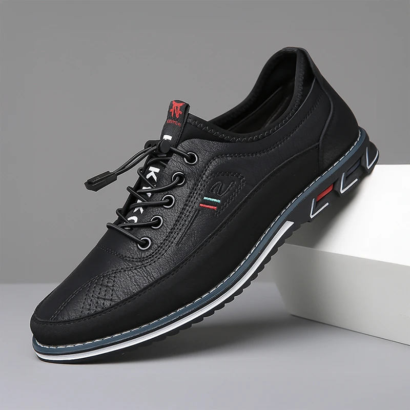 大码休闲皮鞋男士潮流百搭中老年爸爸鞋2025新款一脚蹬商务男鞋子