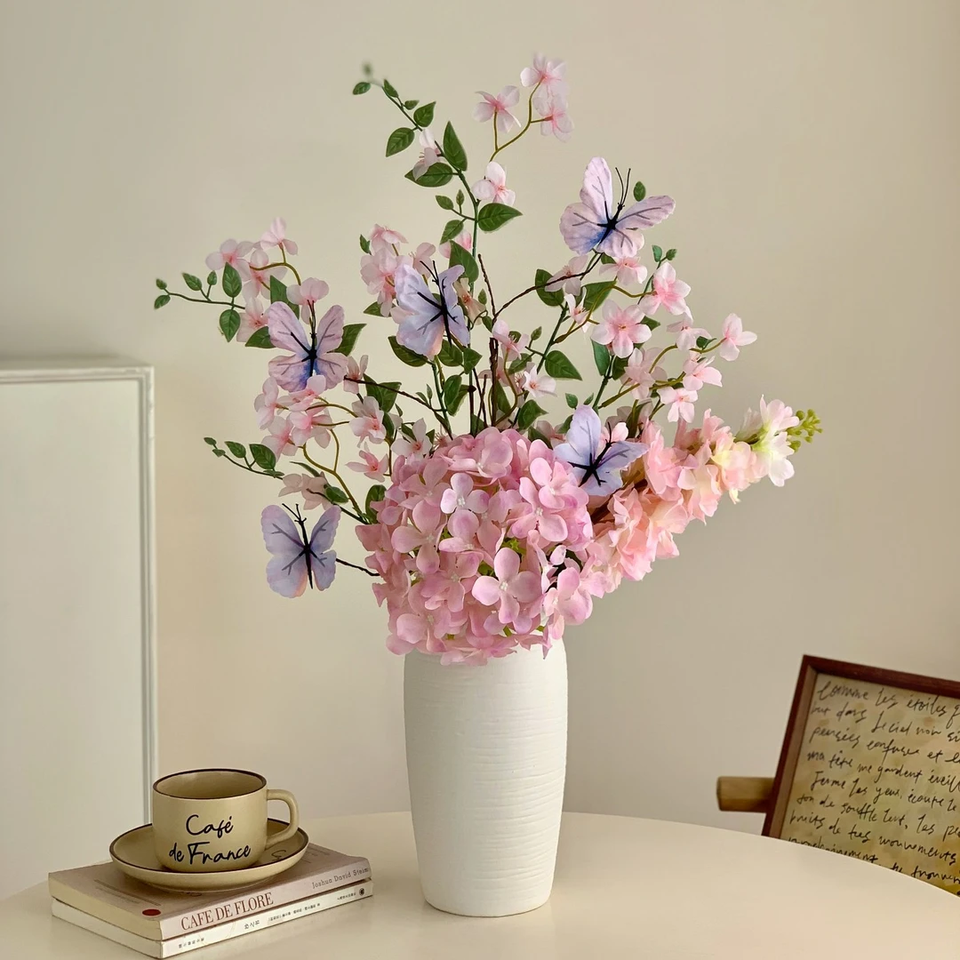 温柔风粉色绣球花仿真花花束手捧花插花餐桌花摆件装饰高级感假花